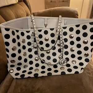 Michael Kors Black and White Polka Dot Tote Bag